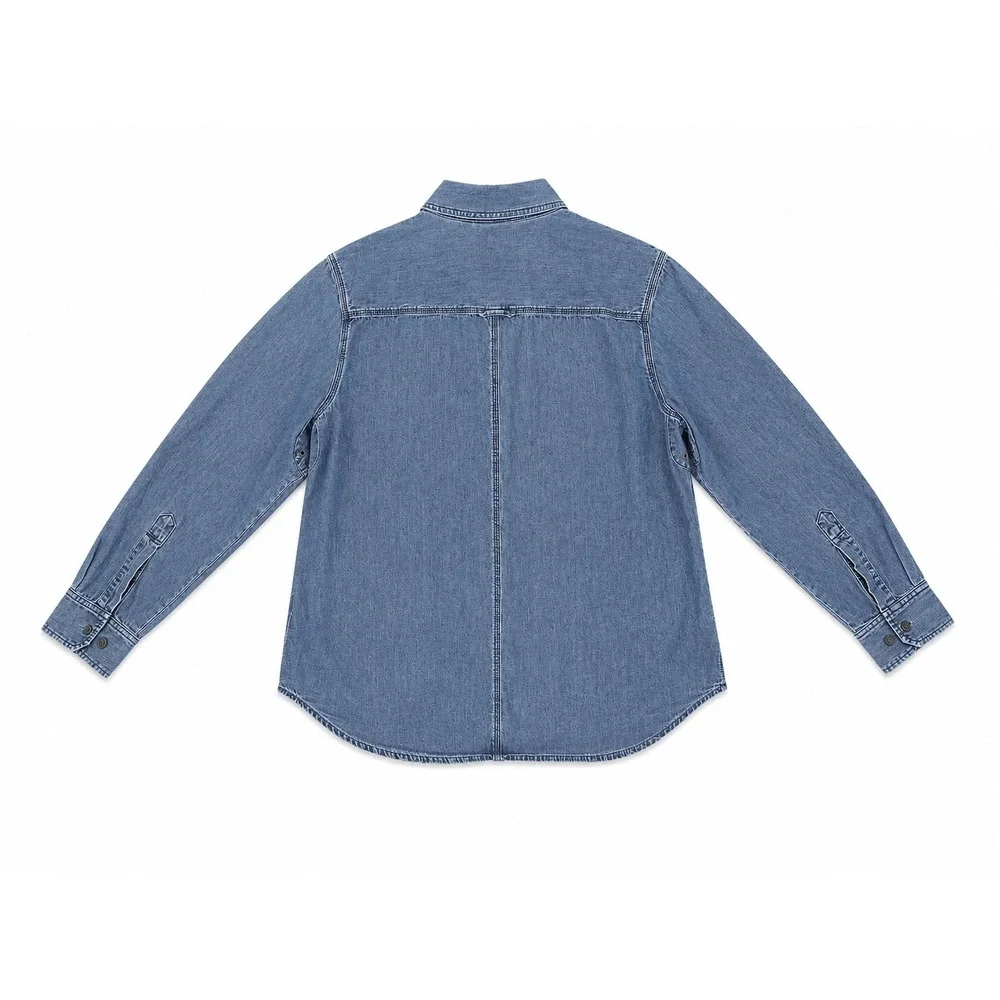 Lauren Jeans Co‎ Ralph Lauren Women's 1X Chambray Denim Button Front Shirt